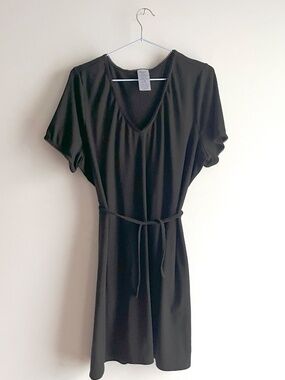 90s style tie-back tee dress in black - Made in Canada - Size 2XL